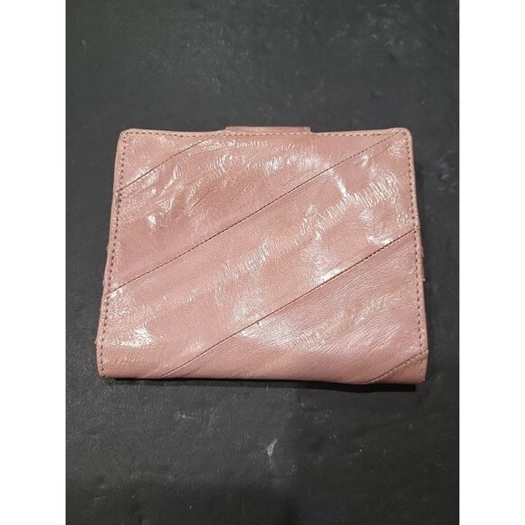 Eel Skin Small Bi-Fold Wallet Vintage 1980s Pink - Picture 2 of 3
